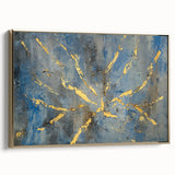 Luxury Moody Modern Wall Art - Abstract Blue, Gold & Gray Print