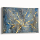 Luxury Moody Modern Wall Art - Abstract Blue, Gold & Gray Print