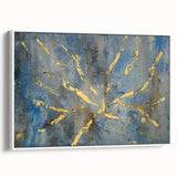 Luxury Moody Modern Wall Art - Abstract Blue, Gold & Gray Print