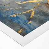 Luxury Moody Modern Wall Art - Abstract Blue, Gold & Gray Print