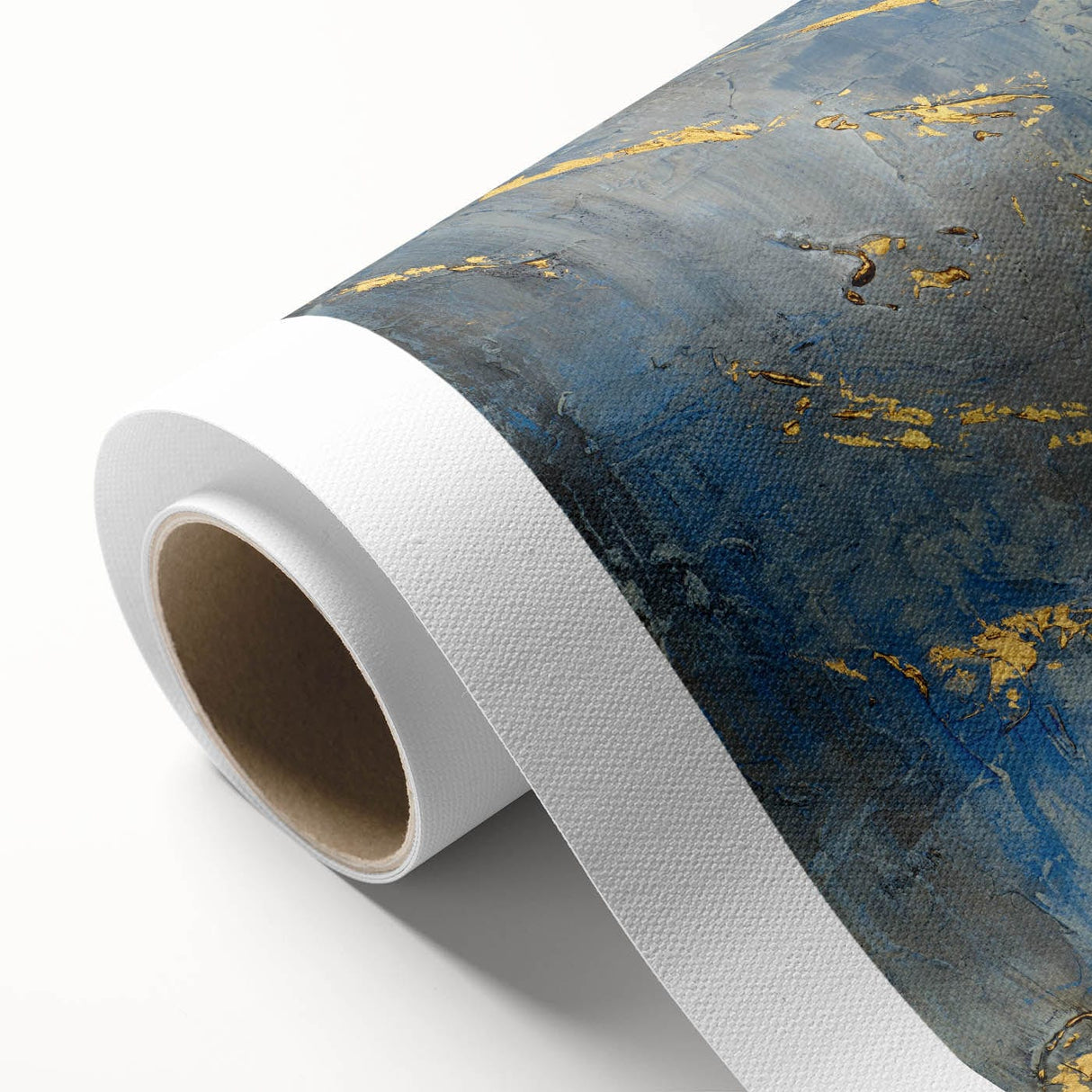 Luxury Moody Modern Wall Art - Abstract Blue, Gold & Gray Print