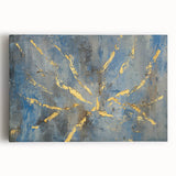 Luxury Moody Modern Wall Art - Abstract Blue, Gold & Gray Print