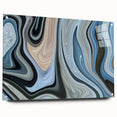 Abstract Fluid Canvas Art in Gray Blue - Contemporary Fluid Art Pieces