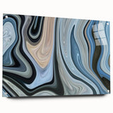 Abstract Fluid Canvas Art in Gray Blue - Contemporary Fluid Art Pieces