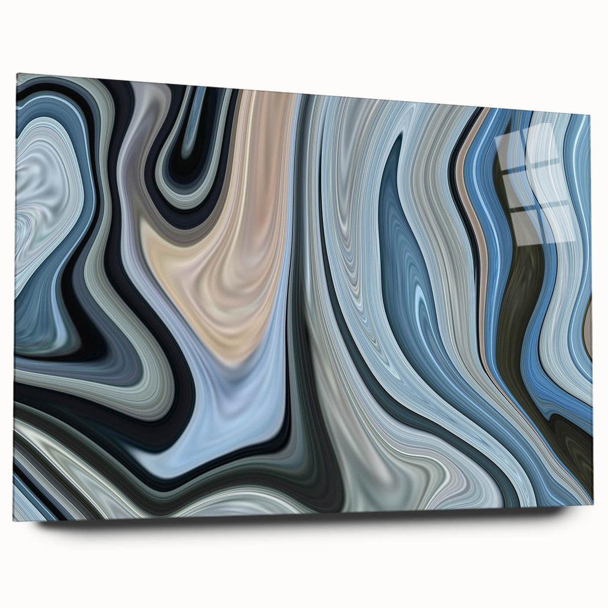 Abstract Fluid Canvas Art in Gray Blue - Contemporary Fluid Art Pieces