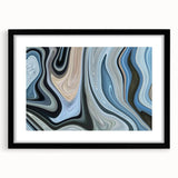 Abstract Fluid Canvas Art in Gray Blue - Contemporary Fluid Art Pieces