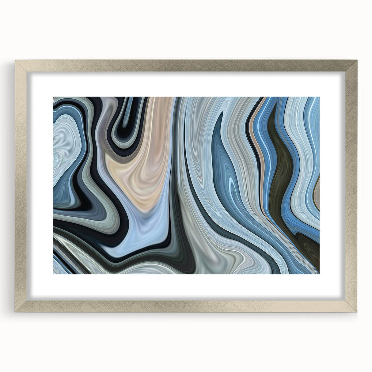 Abstract Fluid Canvas Art in Gray Blue - Contemporary Fluid Art Pieces
