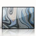 Abstract Fluid Canvas Art in Gray Blue - Contemporary Fluid Art Pieces