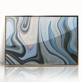 Abstract Fluid Canvas Art in Gray Blue - Contemporary Fluid Art Pieces