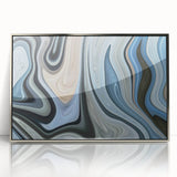 Abstract Fluid Canvas Art in Gray Blue - Contemporary Fluid Art Pieces