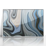 Abstract Fluid Canvas Art in Gray Blue - Contemporary Fluid Art Pieces