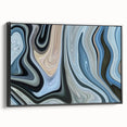 Abstract Fluid Canvas Art in Gray Blue - Contemporary Fluid Art Pieces