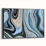 Abstract Fluid Canvas Art in Gray Blue - Contemporary Fluid Art Pieces
