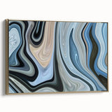 Abstract Fluid Canvas Art in Gray Blue - Contemporary Fluid Art Pieces
