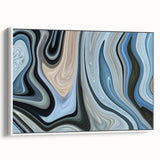 Abstract Fluid Canvas Art in Gray Blue - Contemporary Fluid Art Pieces