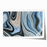 Abstract Fluid Canvas Art in Gray Blue - Contemporary Fluid Art Pieces