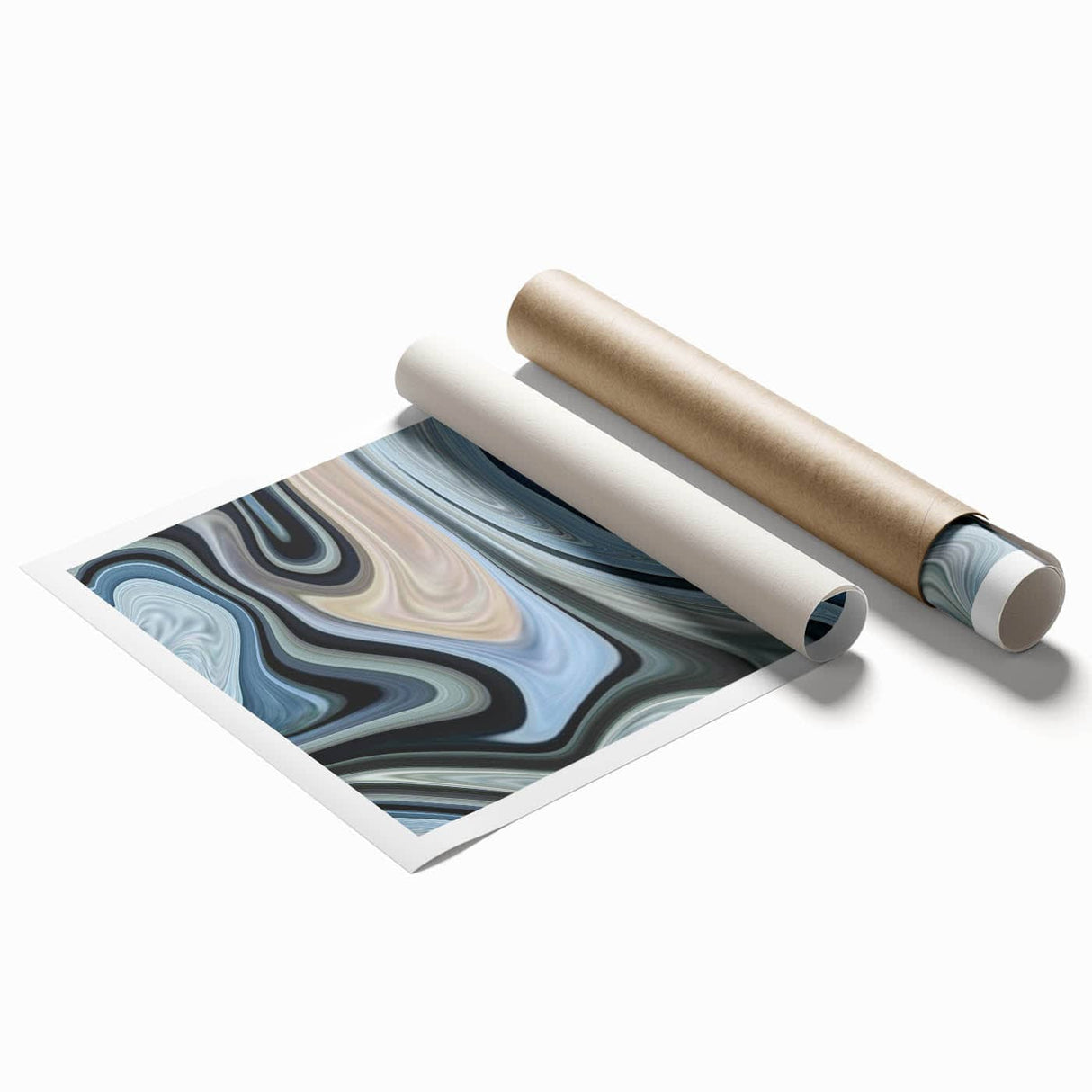 Abstract Fluid Canvas Art in Gray Blue - Contemporary Fluid Art Pieces