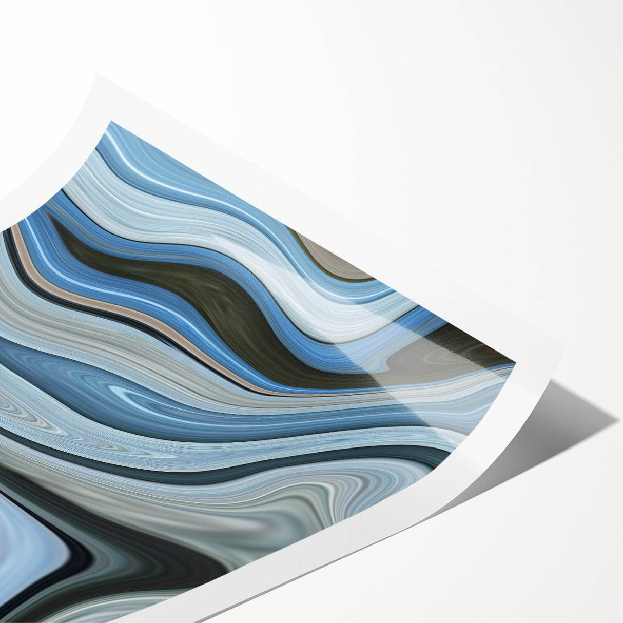 Abstract Fluid Canvas Art in Gray Blue - Contemporary Fluid Art Pieces