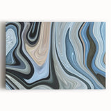 Abstract Fluid Canvas Art in Gray Blue - Contemporary Fluid Art Pieces