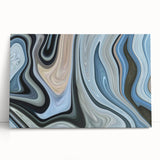 Abstract Fluid Canvas Art in Gray Blue - Contemporary Fluid Art Pieces