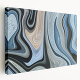 Abstract Fluid Canvas Art in Gray Blue - Contemporary Fluid Art Pieces