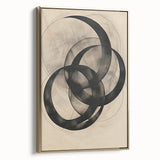 Abstract Geometric Framed Art – Minimalist Wall Art in Black & Gray
