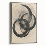 Abstract Geometric Framed Art – Minimalist Wall Art in Black & Gray