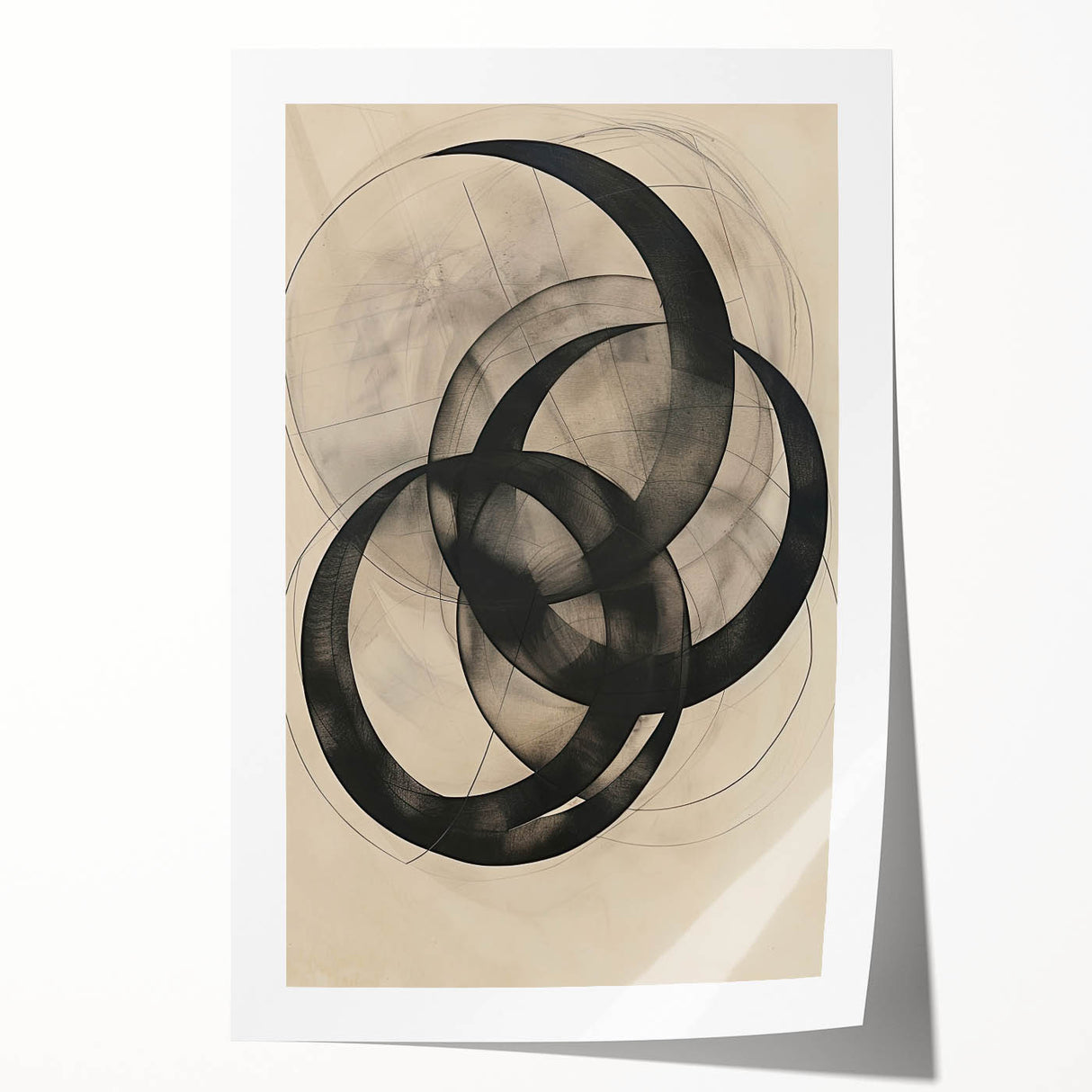 Abstract Geometric Framed Art – Minimalist Wall Art in Black & Gray
