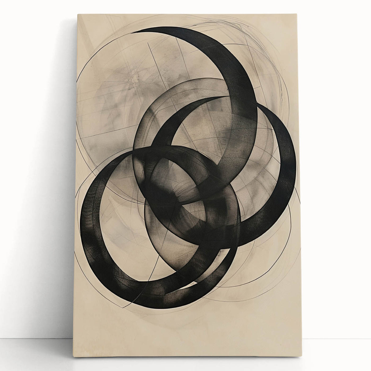Abstract Geometric Framed Art – Minimalist Wall Art in Black & Gray