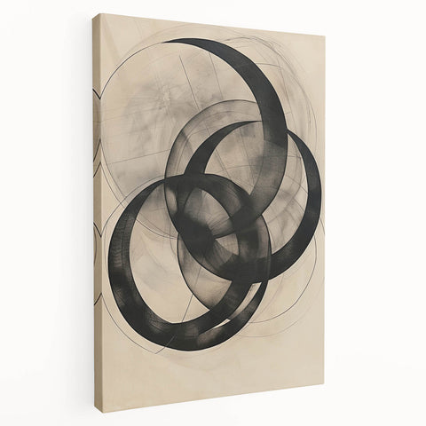 Abstract Geometric Framed Art – Minimalist Wall Art in Black & Gray