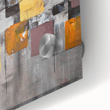 Geometric Moody Modern Wall Art - Abstract Gray, Gold & Orange Print