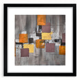 Geometric Moody Modern Wall Art - Abstract Gray, Gold & Orange Print