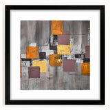 Geometric Moody Modern Wall Art - Abstract Gray, Gold & Orange Print