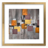 Geometric Moody Modern Wall Art - Abstract Gray, Gold & Orange Print