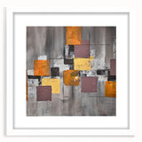 Geometric Moody Modern Wall Art - Abstract Gray, Gold & Orange Print