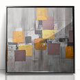 Geometric Moody Modern Wall Art - Abstract Gray, Gold & Orange Print