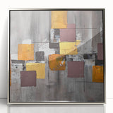 Geometric Moody Modern Wall Art - Abstract Gray, Gold & Orange Print