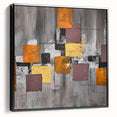 Geometric Moody Modern Wall Art - Abstract Gray, Gold & Orange Print