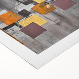 Geometric Moody Modern Wall Art - Abstract Gray, Gold & Orange Print