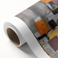 Geometric Moody Modern Wall Art - Abstract Gray, Gold & Orange Print