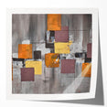 Geometric Moody Modern Wall Art - Abstract Gray, Gold & Orange Print