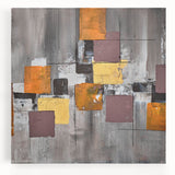 Geometric Moody Modern Wall Art - Abstract Gray, Gold & Orange Print
