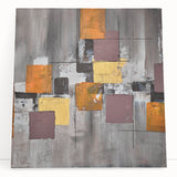 Geometric Moody Modern Wall Art - Abstract Gray, Gold & Orange Print
