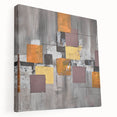 Geometric Moody Modern Wall Art - Abstract Gray, Gold & Orange Print