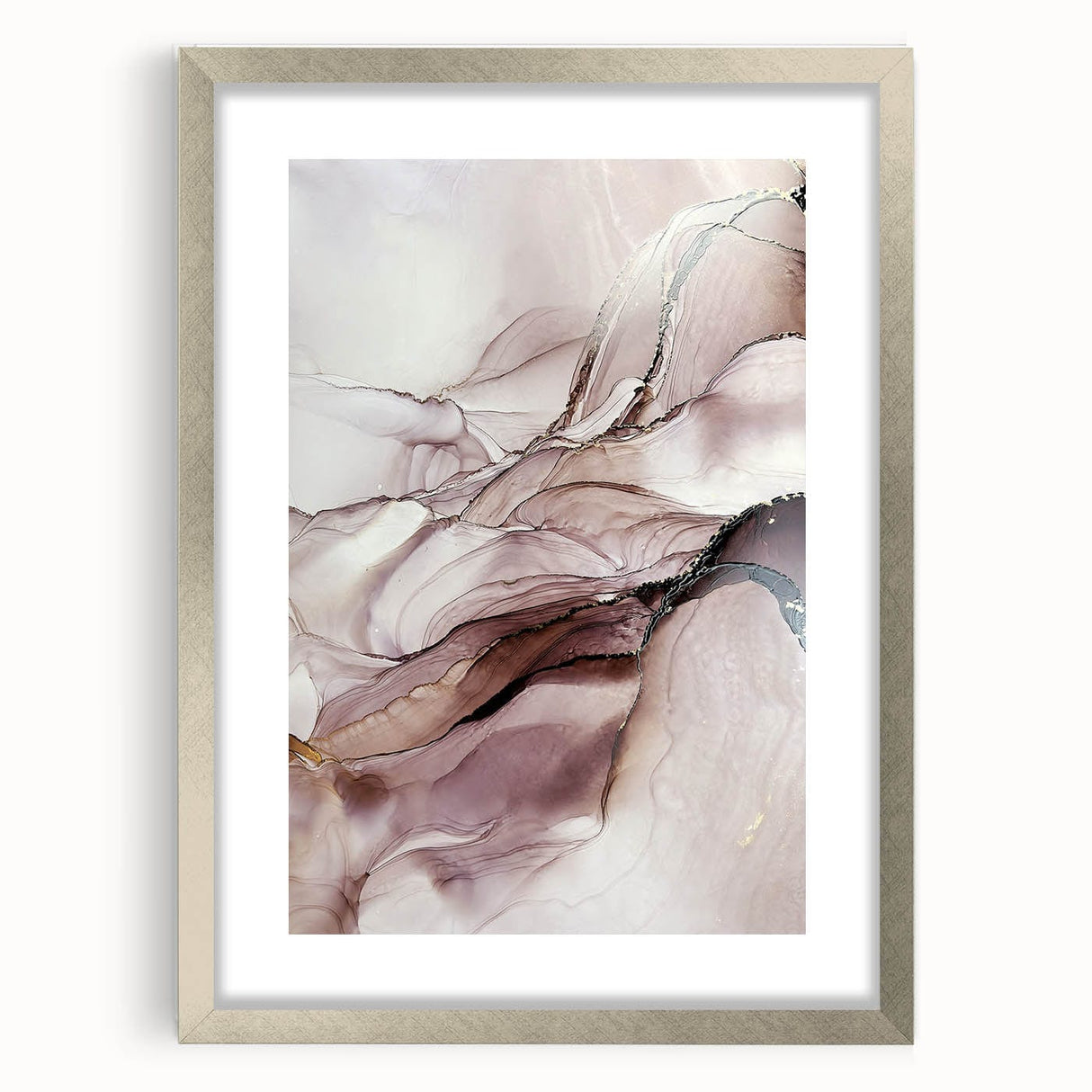 Fluid Acrylic Wall Decor in Beige and Plum - Abstract Fluid Canvas Art