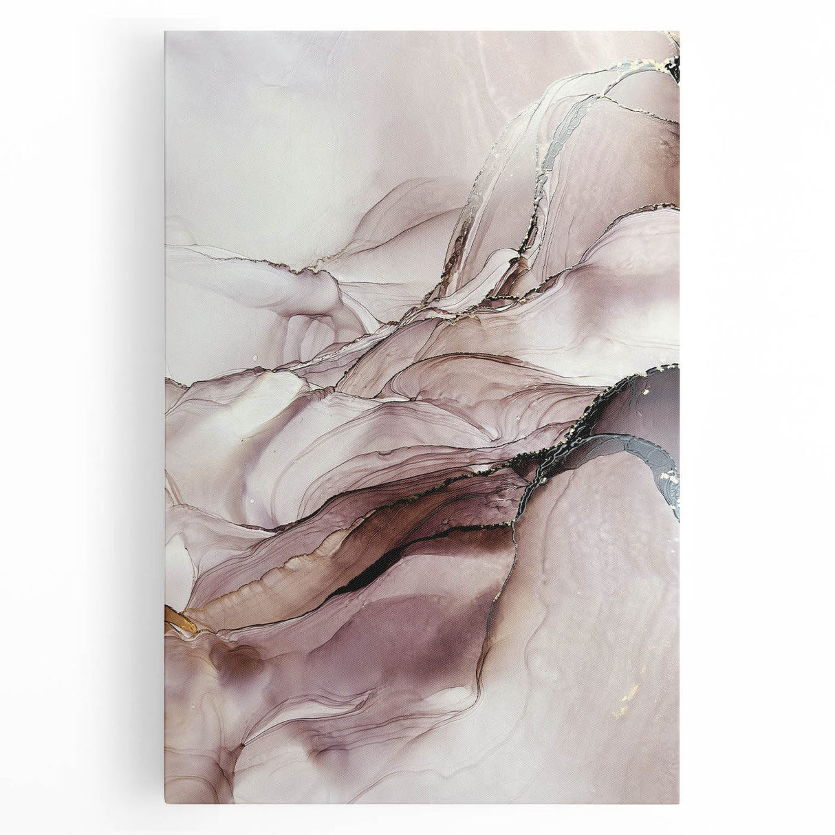 Fluid Acrylic Wall Decor in Beige and Plum - Abstract Fluid Canvas Art