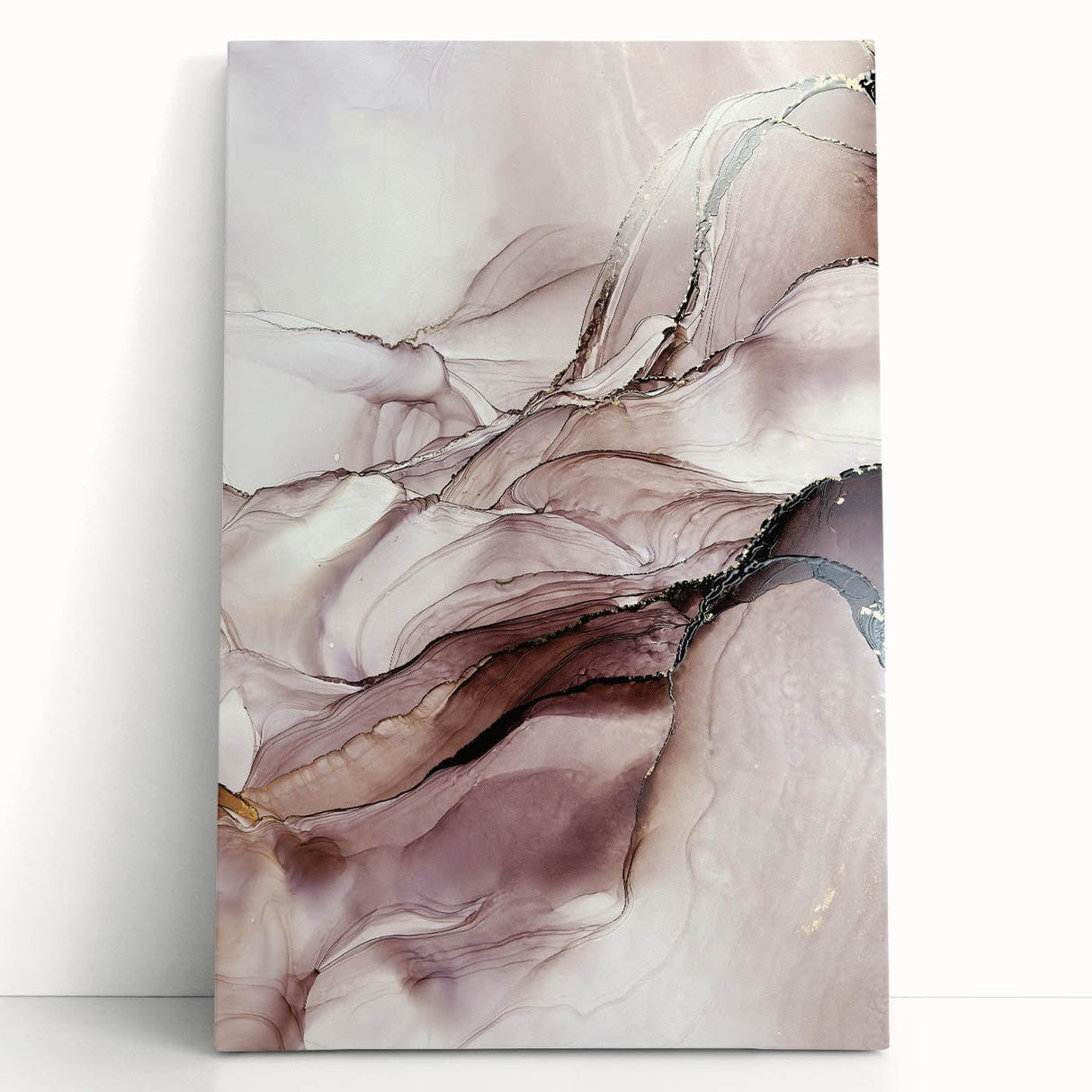 Fluid Acrylic Wall Decor in Beige and Plum - Abstract Fluid Canvas Art