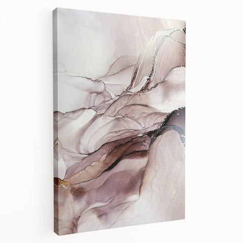 Fluid Acrylic Wall Decor in Beige and Plum - Abstract Fluid Canvas Art