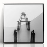 Minimalist Pier in Mist - Black and White Fine Art Photography