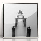 Minimalist Pier in Mist - Black and White Fine Art Photography
